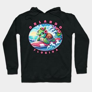 Orlando Florida Girls Cute Surfing Sea Turtle Hoodie